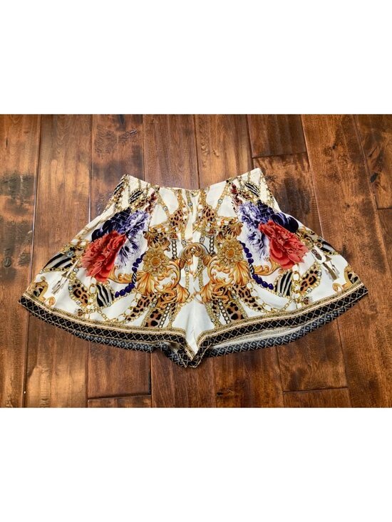 Camilla Pants - Camilla White Jeweled Reign Supreme Floral Silk Shorts, Size XS, NWT $400